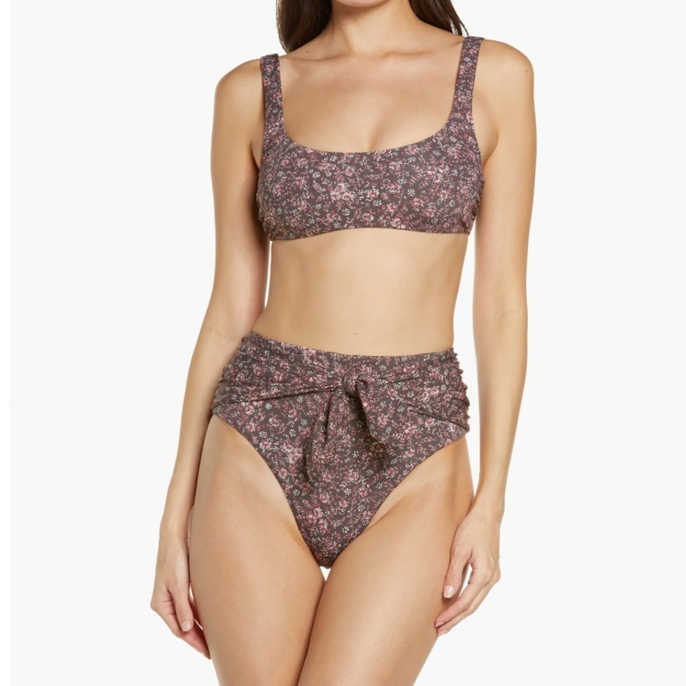 NWT- Veronica Beard - Azoia Floral Tie Front Bikini Bottoms